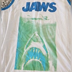 Retro Jaws Tank Top - White and Blue
